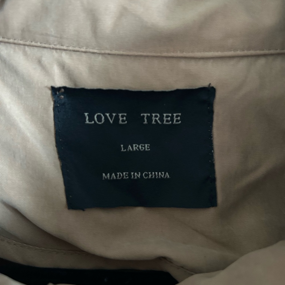 Love Tree Beige Drawstring Waist Flap Pockets Outerwear Jacket Women's Size L - Picture 2 of 7